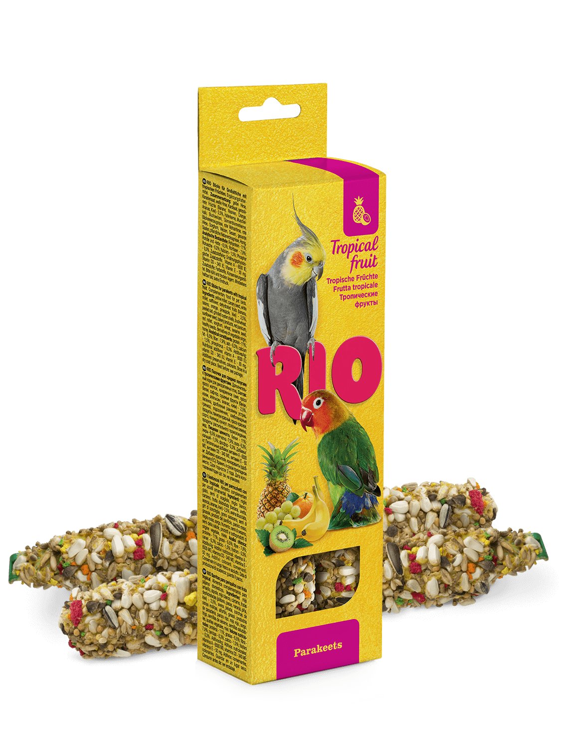Палочки для средних попугаев с тропическими фруктами, коробка 2х75 гр
