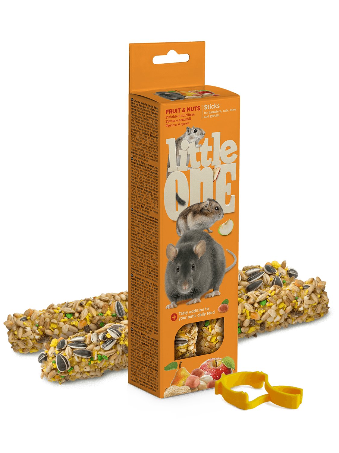 Палочки для хомяков, крыс, мышей и песчанок с фруктами и орехами, коробка 2х60г