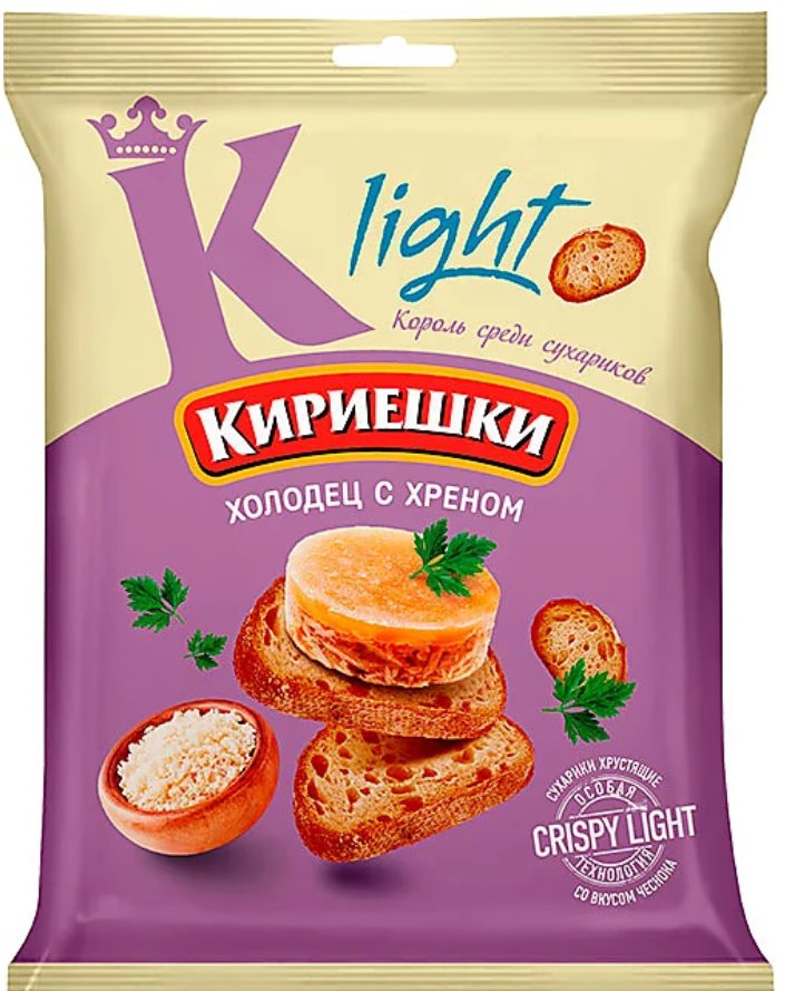 «Кириешки Light», сухарики со вкусом «Холодец с хреном», 33 гр
