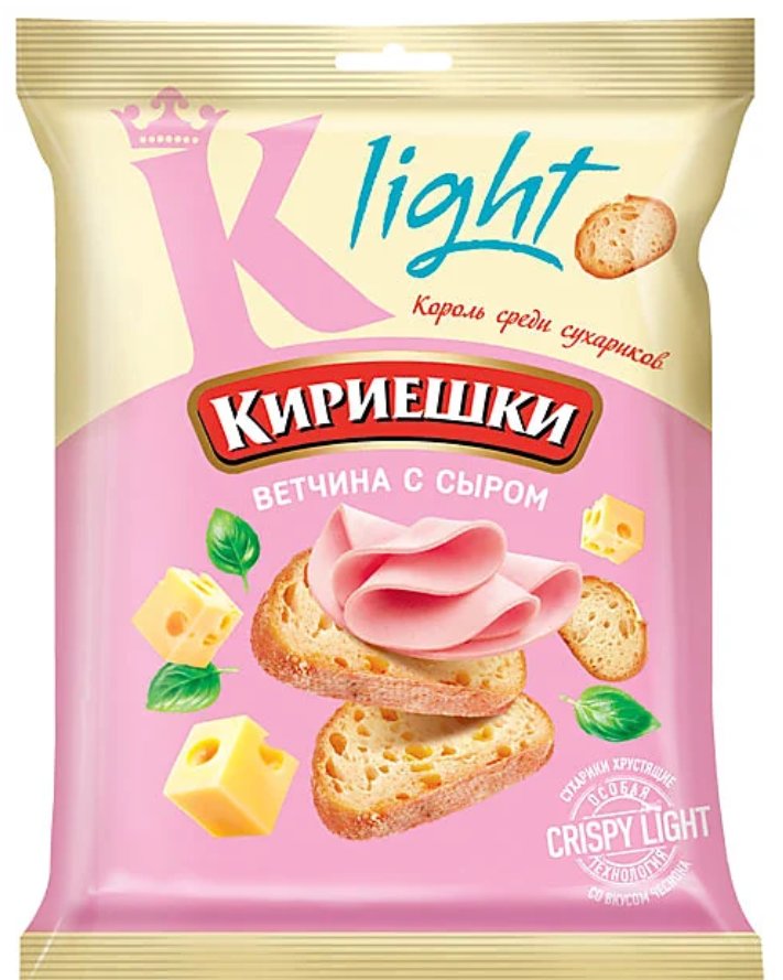 «Кириешки Light», сухарики со вкусом ветчины с сыром, 80 гр