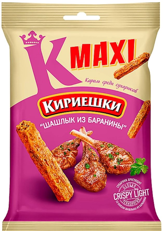 «Кириешки Maxi», сухарики со вкусом «Шашлык из баранины», 60 гр